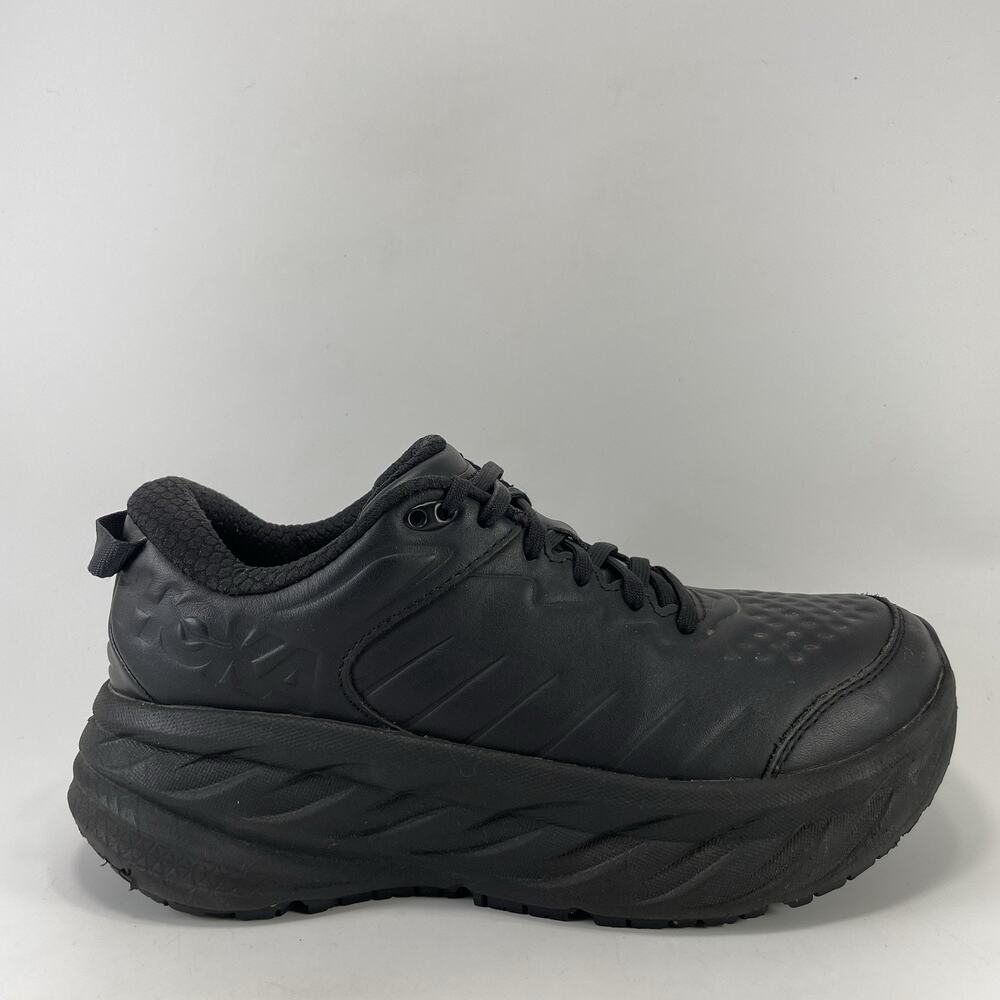 Hoka One One Bondi SR Black Work Shoes Womens Size 8 BBLC Leather Slip Resistant